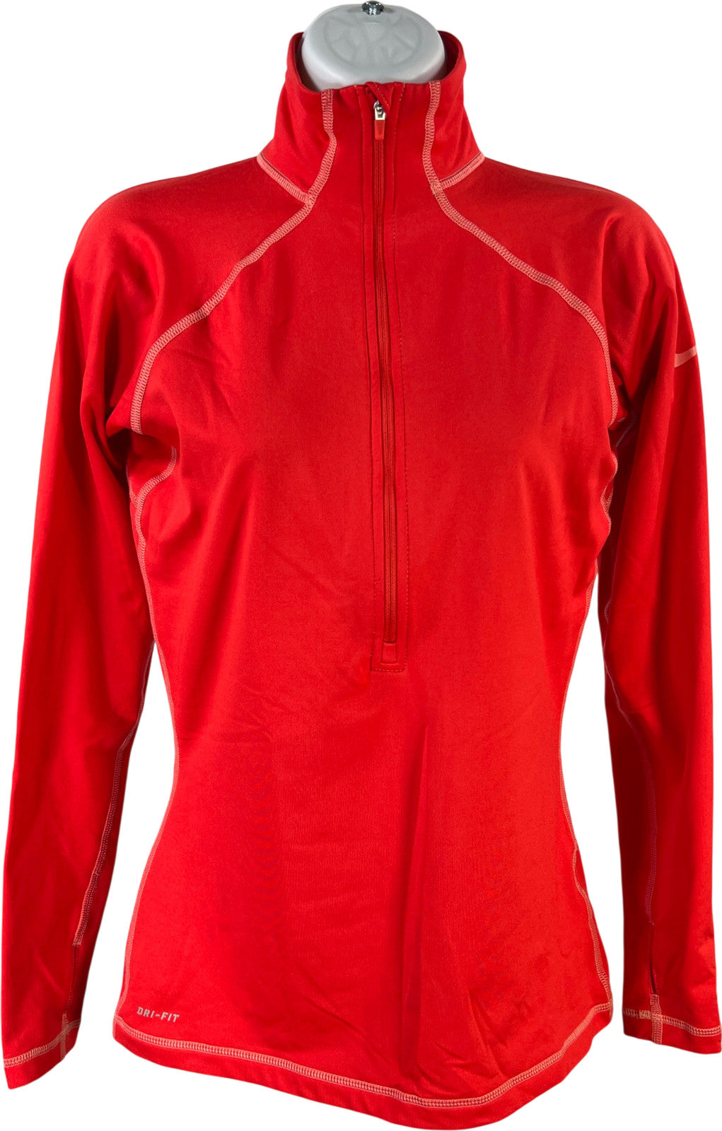 Nike Pro Women’s Red Fleece Lined 1/4 Zip Pullover Athletic Shirt - M