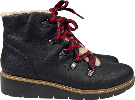 Dr. Scholls Women’s Black So Cozy Lace Up Shearling Lined Ankle Boots - 10