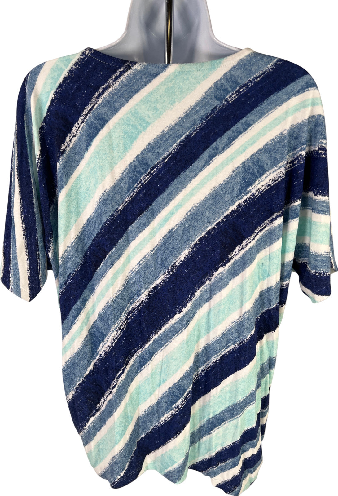 Chico’s Women’s Blue Striped Short Sleeve T-Shirt - 2/US L