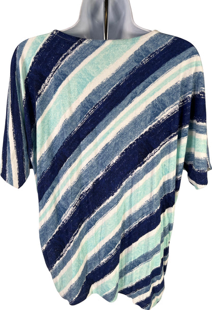 Chico’s Women’s Blue Striped Short Sleeve T-Shirt - 2/US L