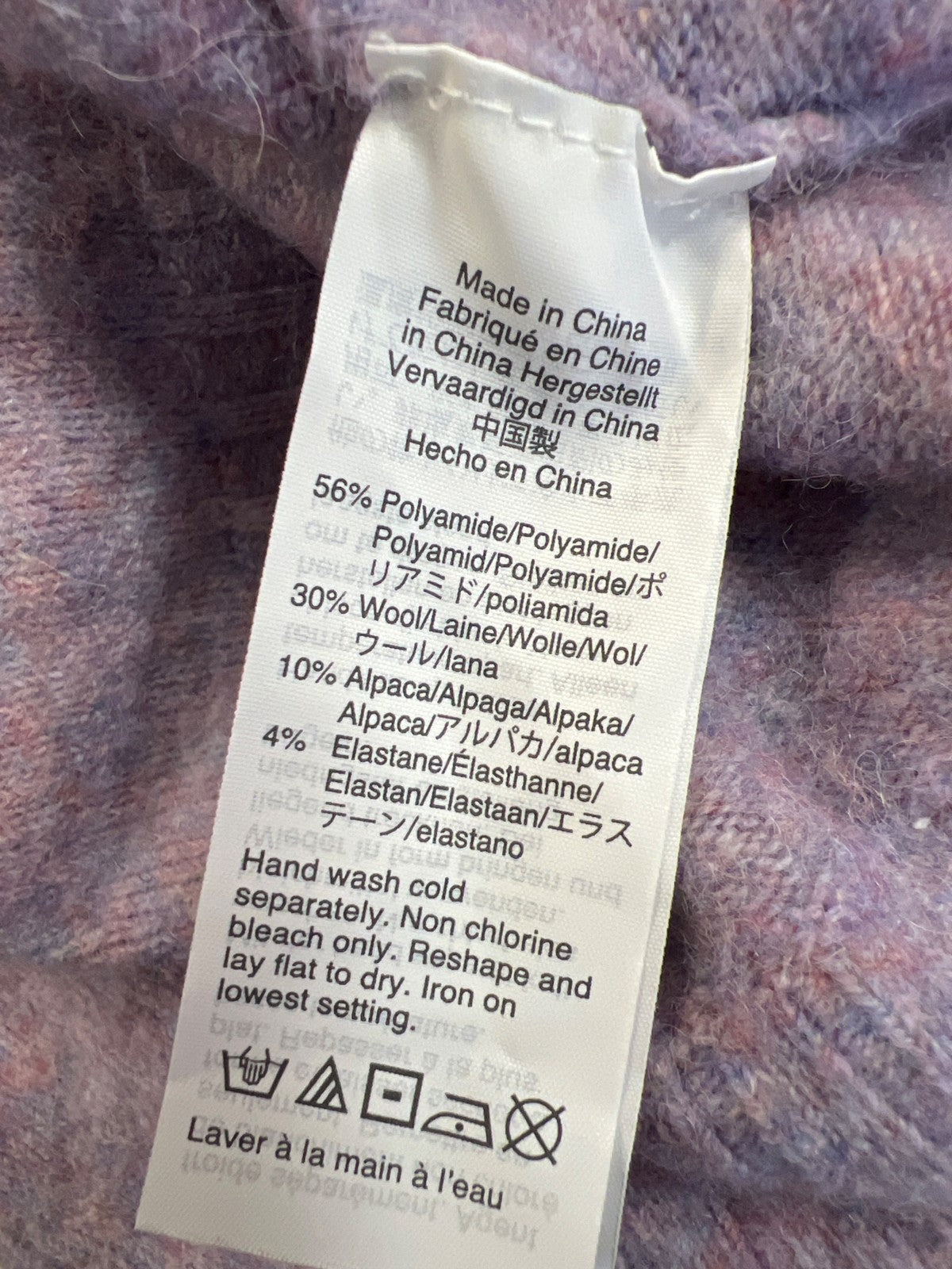 J.Crew Women’s Purple Long Sleeve Cowl Neck Wool Blend Sweater - XS