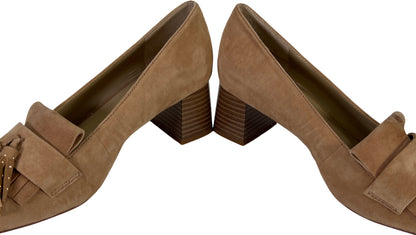 Enzo Angioini Women&#39;s Beige Fringe Block Heels - 7