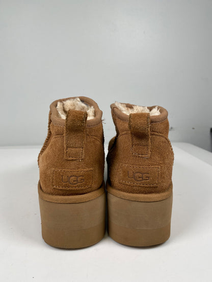 UGG Women’s Brown Chestnust Classic Ultra Mini Shearling Platform Boots - 9