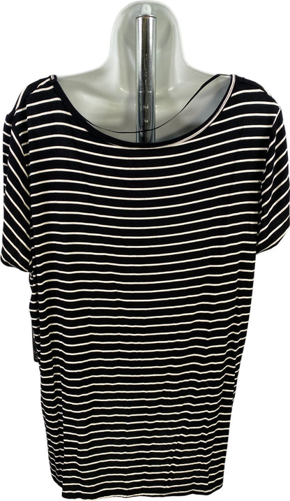 Nicole Miller Women’s Black Striped Short Sleeve T-Shirt - Plus 2X