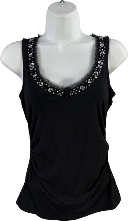White House Black Market Women’s Black Beaded Neck Tank Top - XS