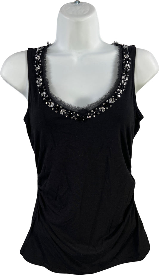 White House Black Market Women’s Black Beaded Neck Tank Top - XS