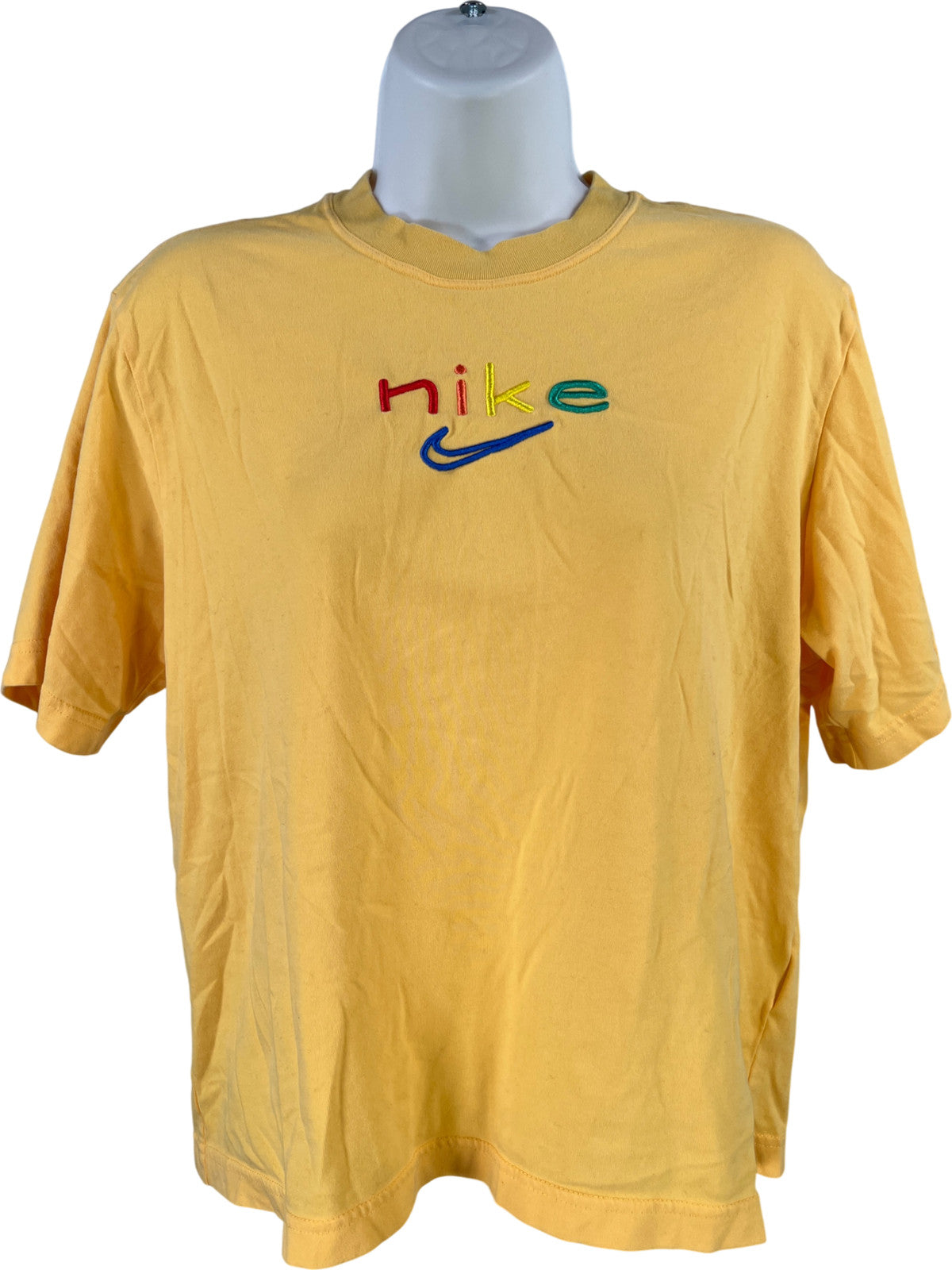 Nike Women’s Yellow Rainbow Logo Dri-Fit Short Sleeve T-Shirt - L