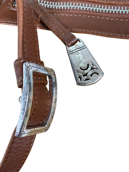 Brighton Women’s Brown Brooklyn Straw Multipocket Organizer Crossbody Purse