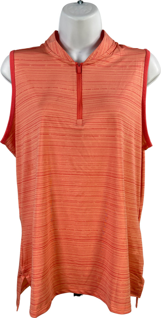 Adidas Women’s Orange 1/4 Zip Pullover Athletic Tank Top - L