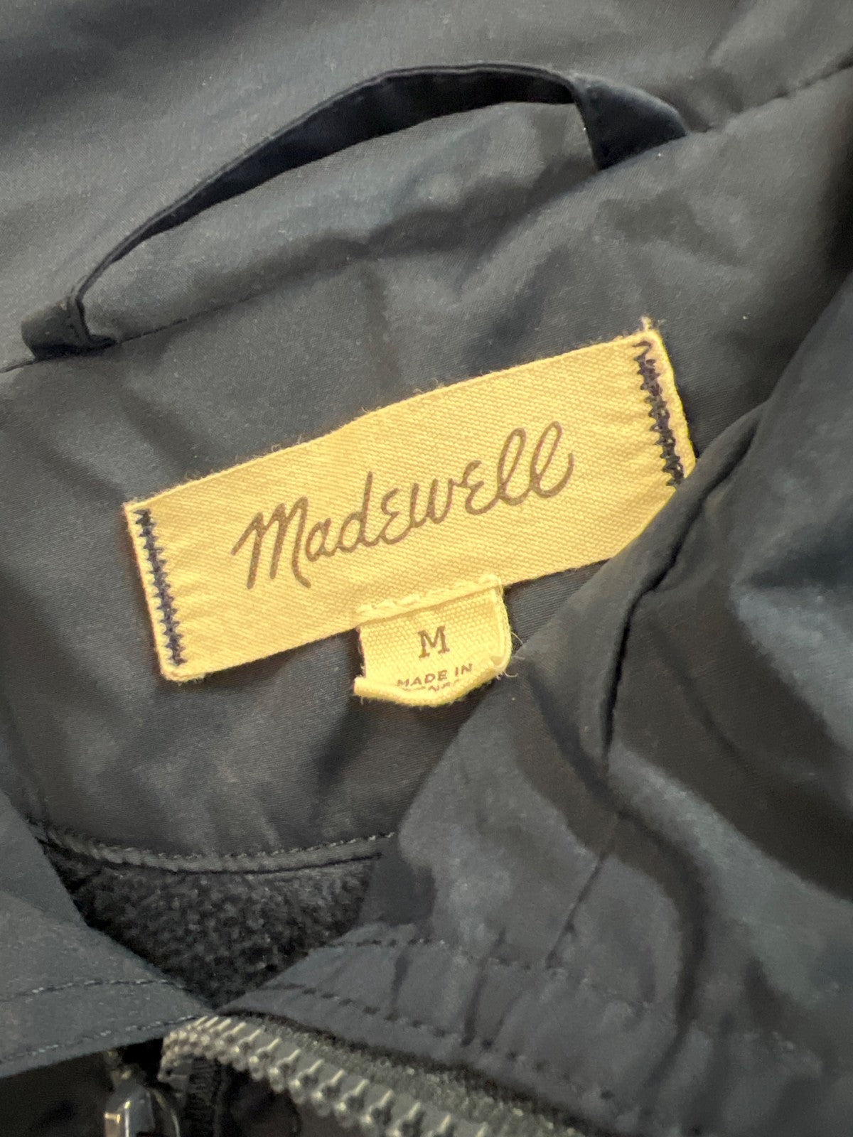 Madewell Men’s Blue Fleece Lined Full Zip Bomber Jacket - M