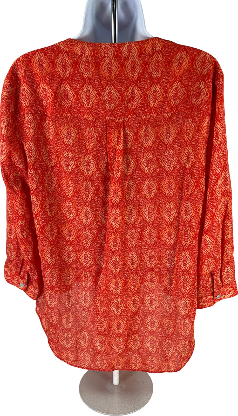 Chico’s Women’s Orange Sequin Font 3/4 Sleeve Pullover Blouse - 1/US M