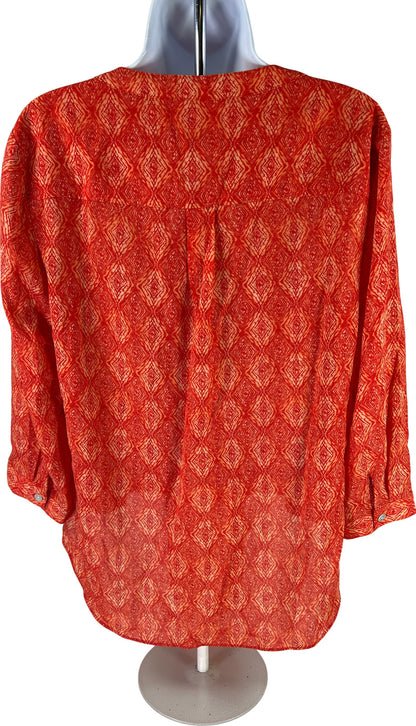 Chico’s Women’s Orange Sequin Font 3/4 Sleeve Pullover Blouse - 1/US M