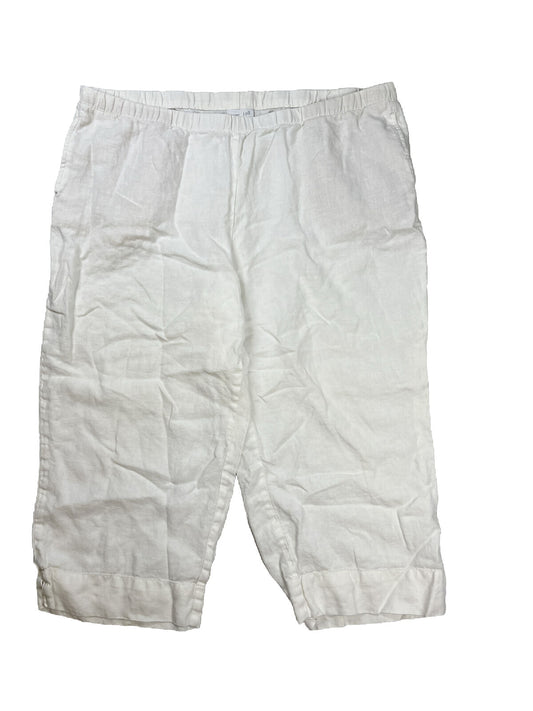 J.Jill Women's White Love Linen Cropped Loose Fit Pants - XL Petite