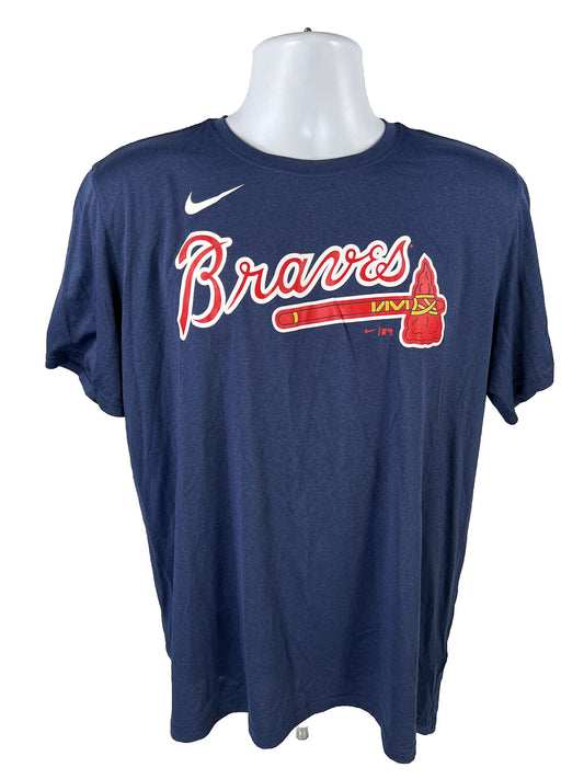 Nike Men's Blue Dri-Fit Short Sleeve MLB Braves Athletic Shirt - L