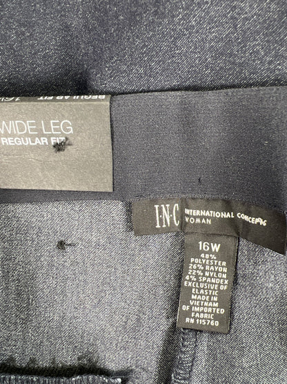 INC Women’s Blue Pull On Stretch Wide Leg Pants - 16W