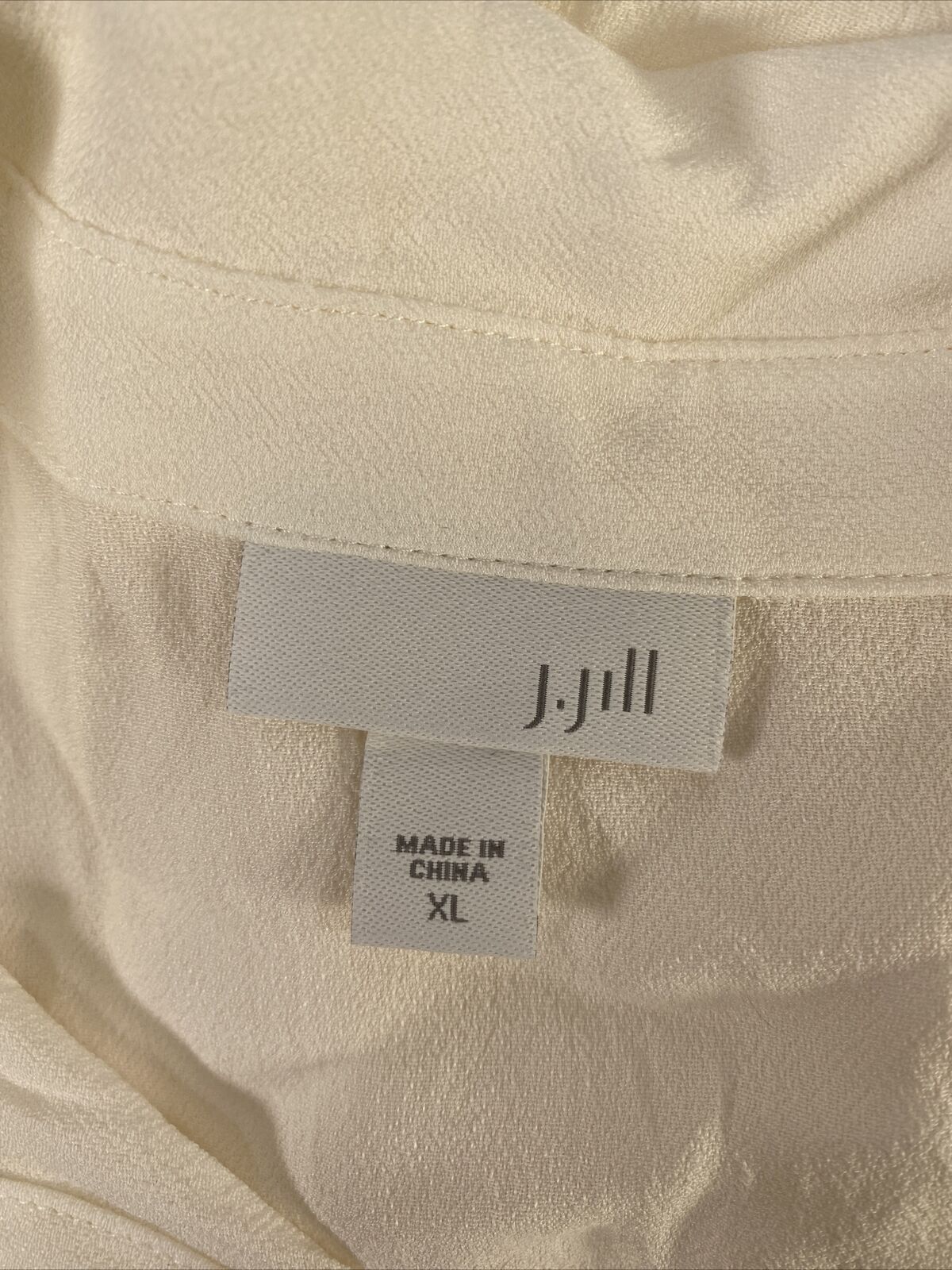 J.Jill Blusa plisada con botones de manga larga blanca para mujer - XL
