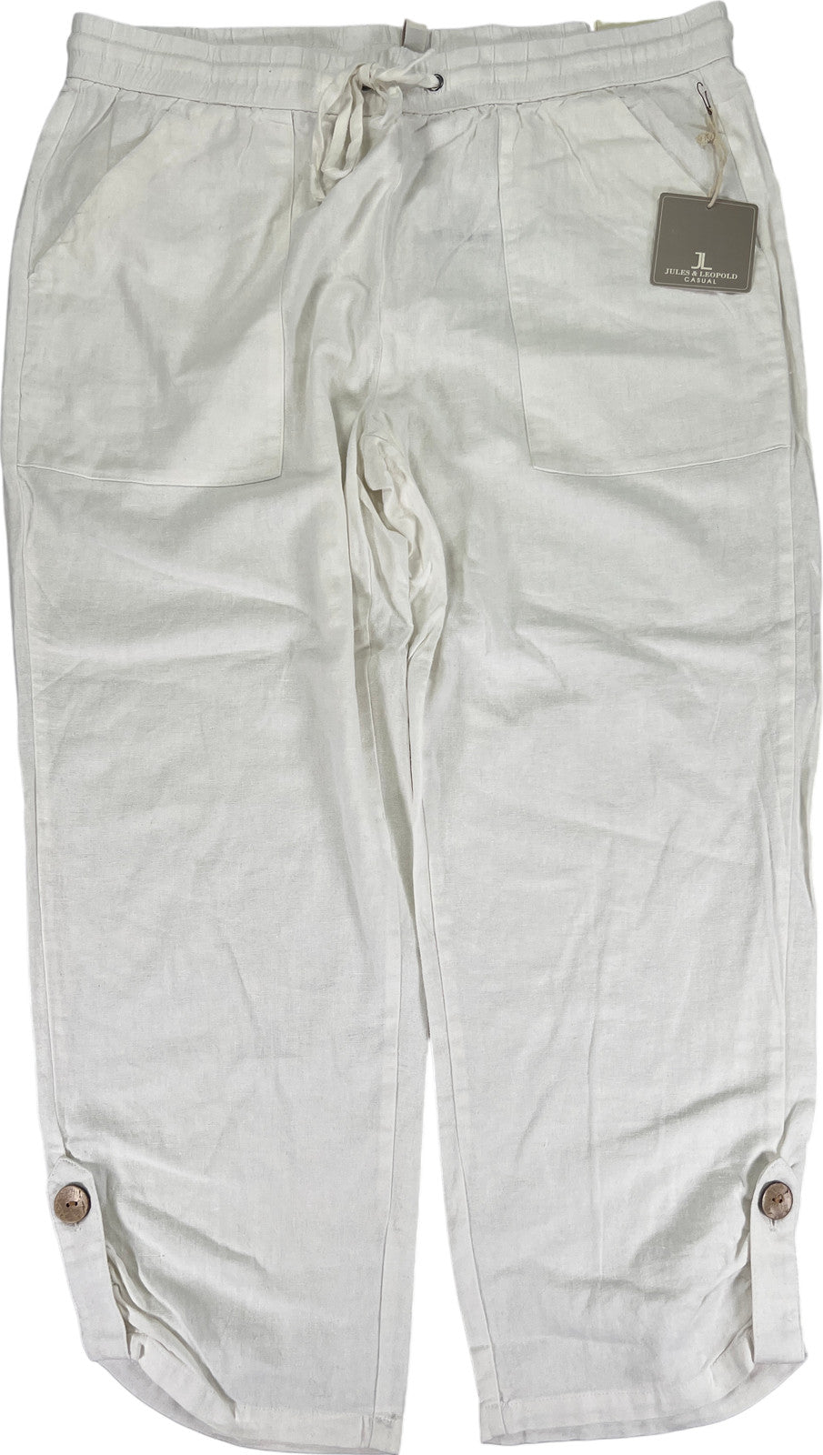 Jules and Leopold Women’s White Linen Blend Capri Jogger Pants - L
