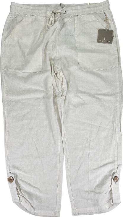 Jules and Leopold Women’s White Linen Blend Capri Jogger Pants - L