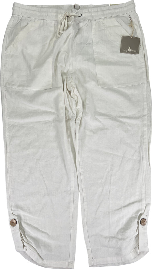 Jules and Leopold Women’s White Linen Blend Capri Jogger Pants - L