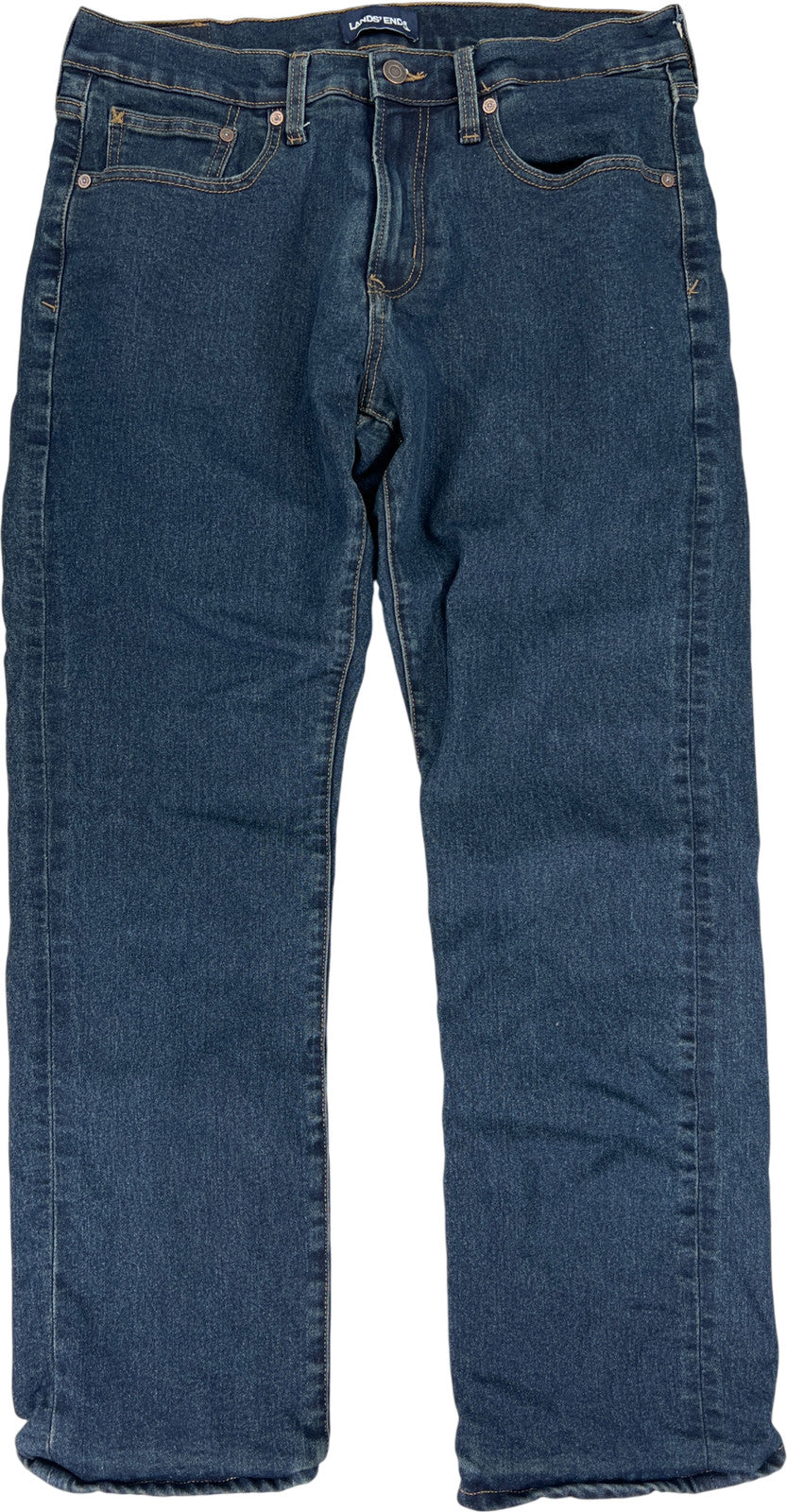 Lands End Men’s Dark Wash Flannel Lined Traditional Fit Denim Jeans - 32x29