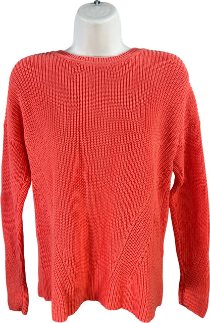 Lucky Brand Women’s Bright Pink Lace Up Back Long Sleeve Knit Sweater - S