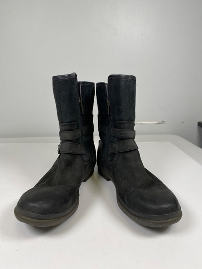 UGG Women’s Black Suede Simmons Shearling Lined Short Mid Calf Boots - 8