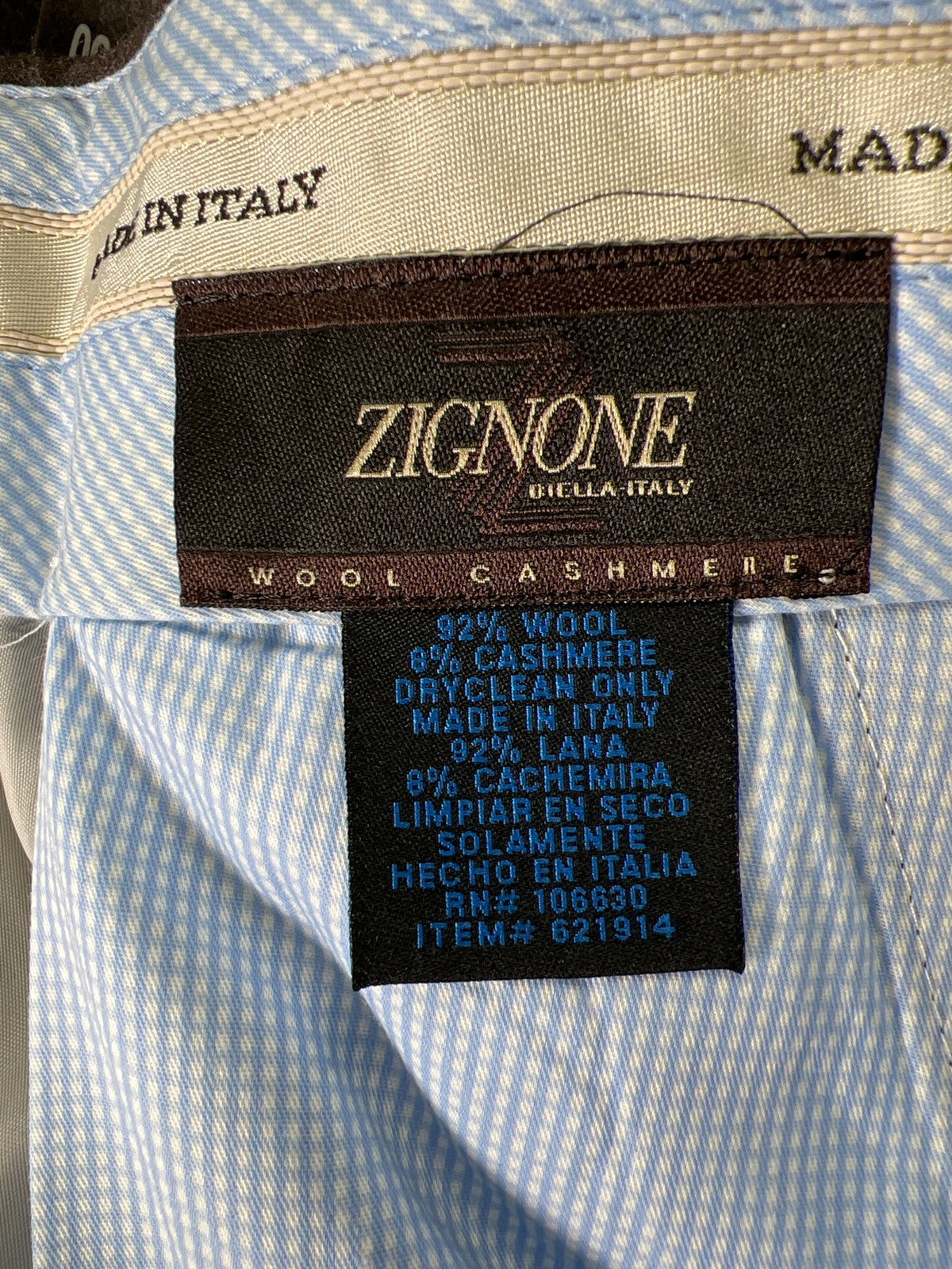 Enzo Mantovani Men’s Brown Wool/Cashmere Blend Dress Pants - 38X30