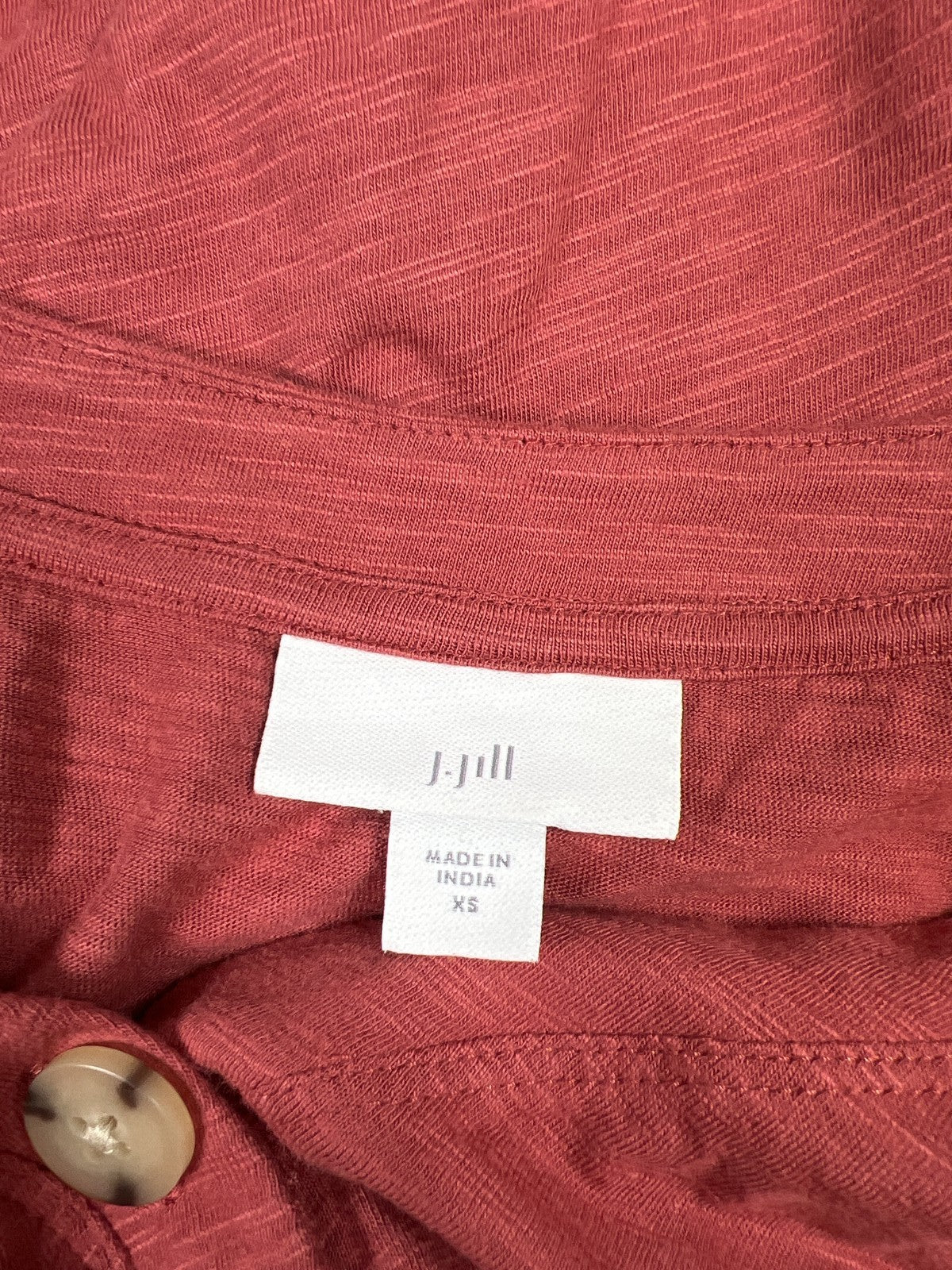 J.Jill Women’s Pink/Red Button Front V-Neck 3/4 Sleeve Tunic Shirt - XS