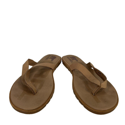 Sorel Women's Tan Leather Flip Flops - 10.5