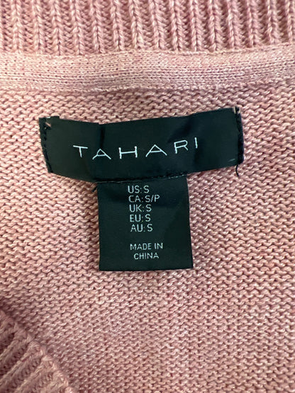 Tahari Women’s Pink Long Sleeve V-Neck Knit Sweater - S