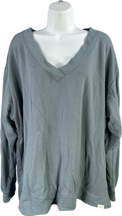 Orvis Women’s Blue Fleece Lined Long Sleeve V-Neck Shirt - XXL