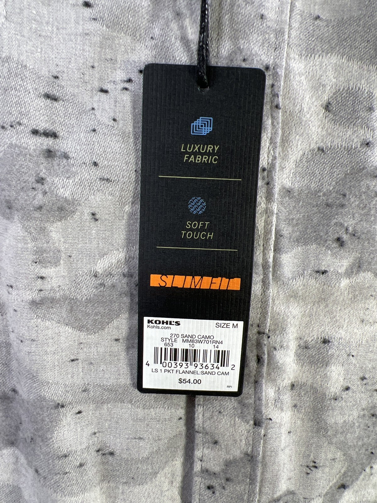 Marc Anthony Men’s Gray Camo Soft Touch Slim Fit Button Up Shirt - M