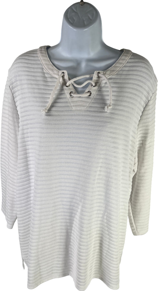 Weekends by Chico’s Women’s White 3/4 Sleeve Shirt - 3/US XL