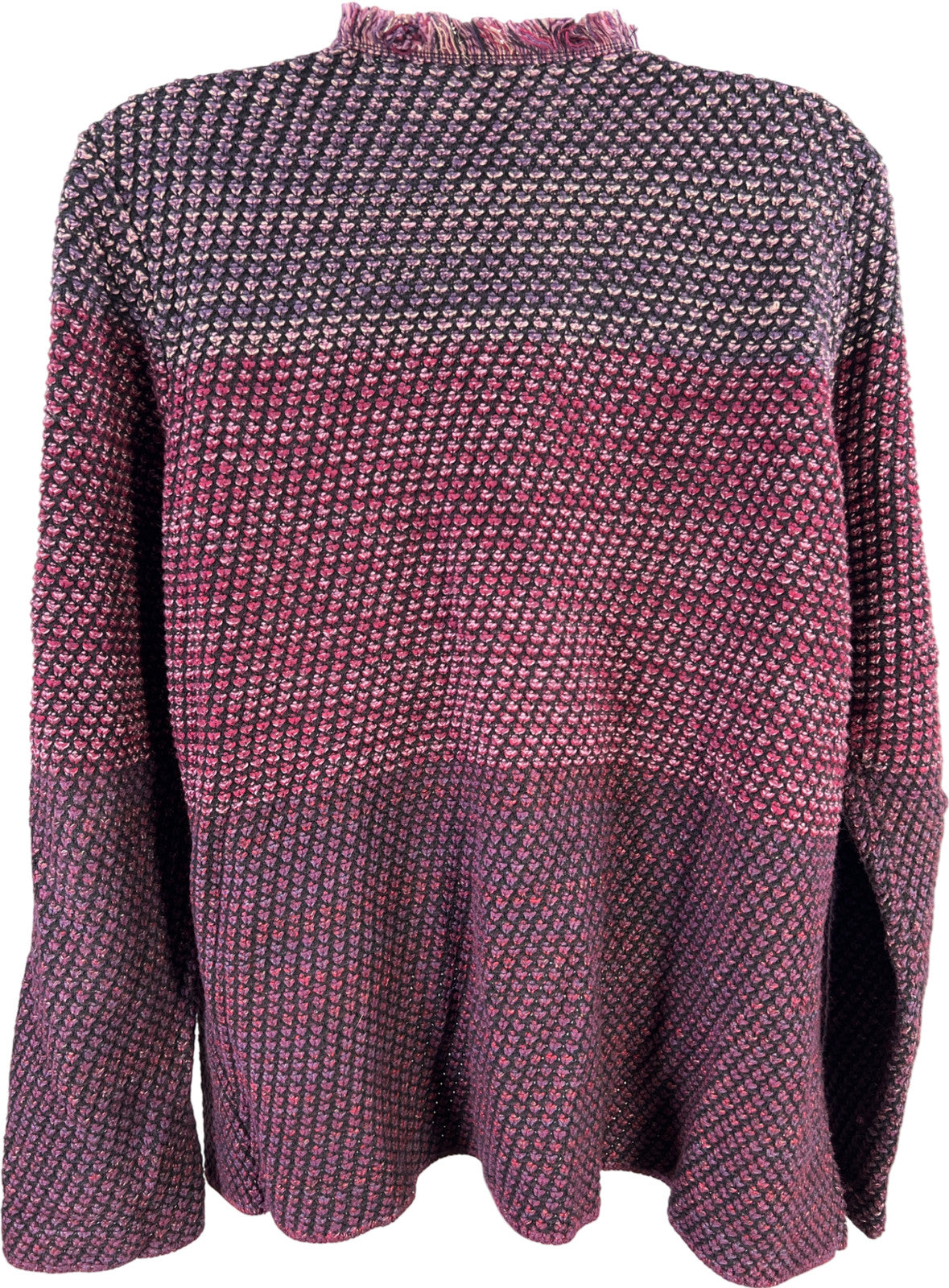 Chico’s Women’s Purple Fringe Trim Long Sleeve Open Cardigan Sweater - 2/L