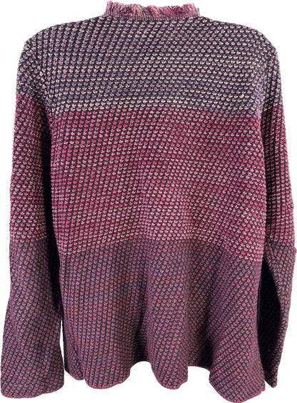 Chico’s Women’s Purple Fringe Trim Long Sleeve Open Cardigan Sweater - 2/L