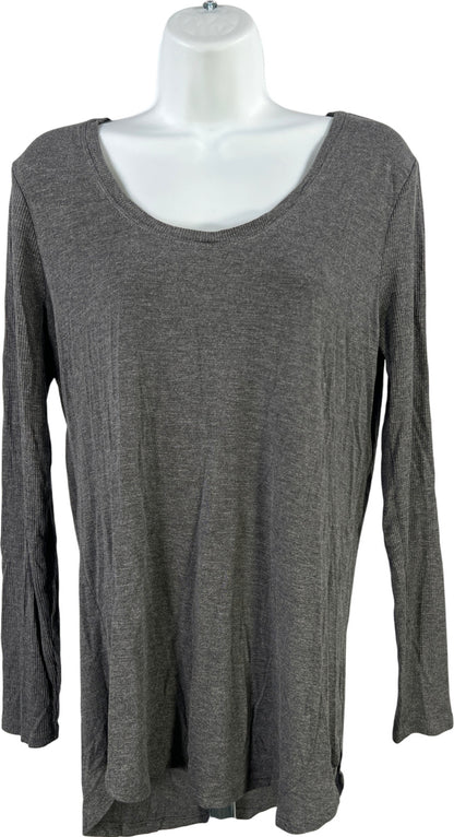 White House Black Market Women’s Gray Long Ribbed Sleeve Shirt - M