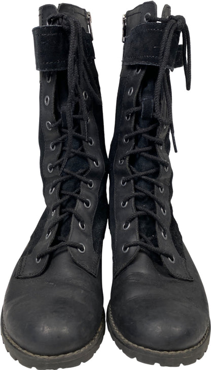 Timberland Women’s Black Suede Wenham Mid Calf Lace Up Side Zip Boots - 8