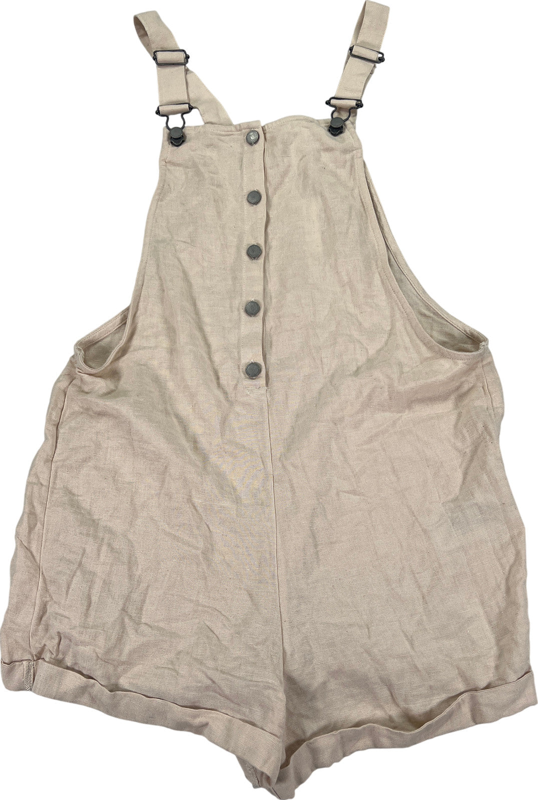 Roxy Women’s Beige Back To Goodbye Sleeveless Short Linen Blend Overalls - XS