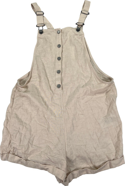 Roxy Women’s Beige Back To Goodbye Sleeveless Short Linen Blend Overalls - XS