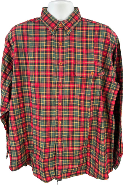 Orvis Men’s Red/Green Plaid Long Sleeve Button Up Flannel Shirt - L