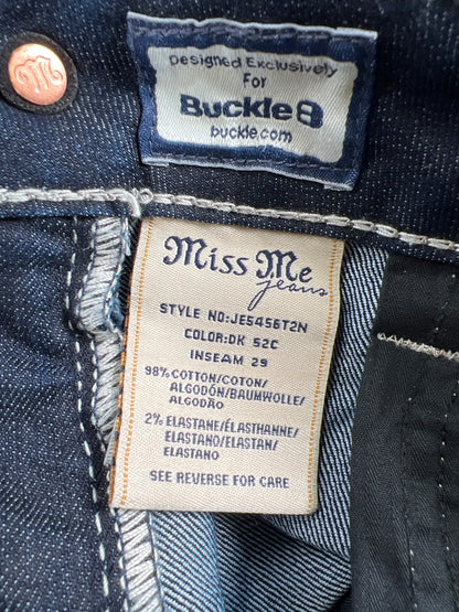 Miss Me Women’s Dark Wash Sequin Pocket Straight Denim Jeans - 28