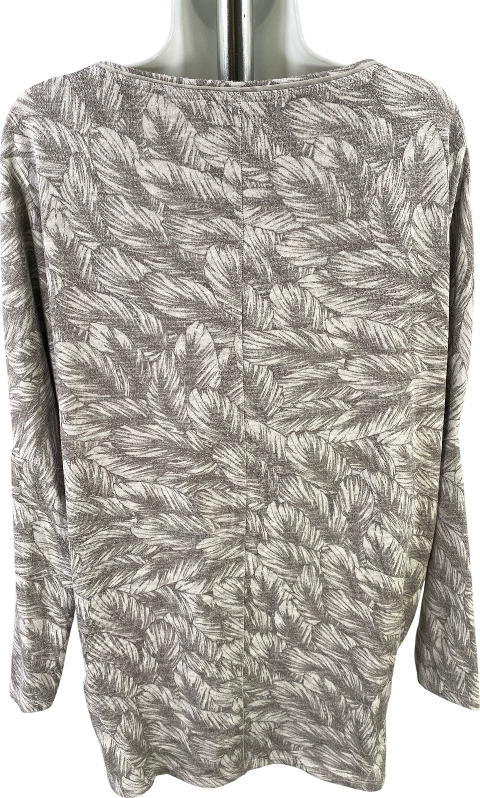White House Black Market Women’s Gray Leaf Print Long Sleeve Shirt - S