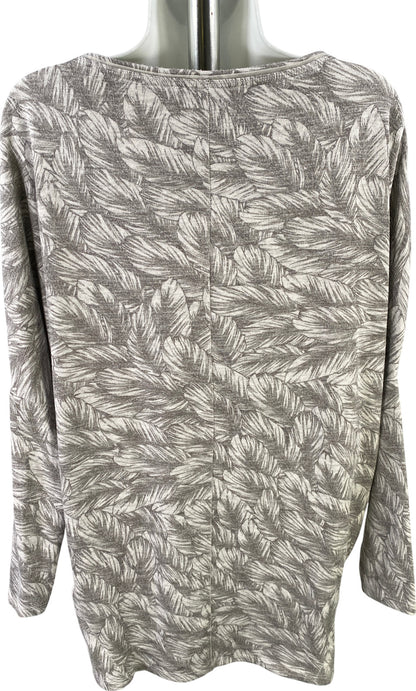 White House Black Market Women’s Gray Leaf Print Long Sleeve Shirt - S