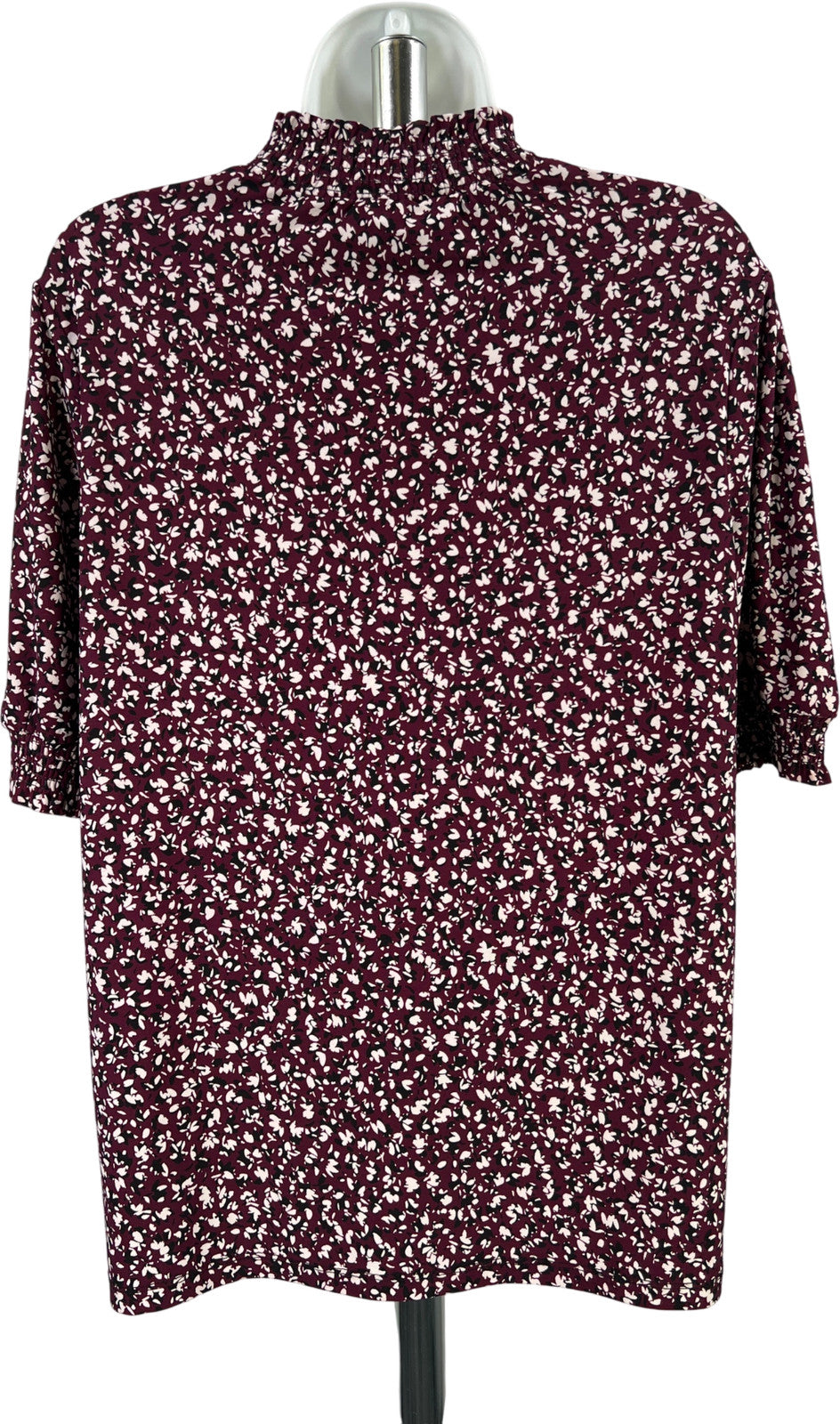 Anne Klein Women’s Purple Short Sleeve Mock Neck Blouse - M