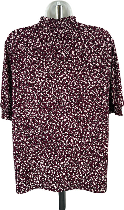 Anne Klein Women’s Purple Short Sleeve Mock Neck Blouse - M