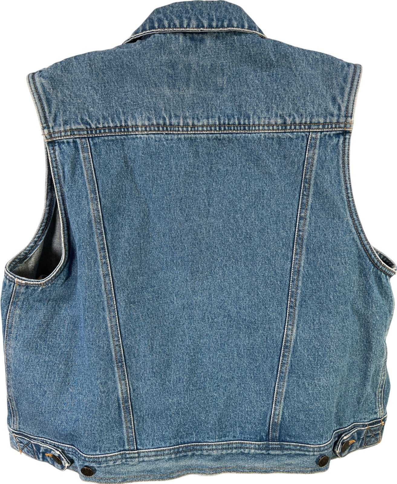 Eddie Bauer Women’s Medium Wash Blue Sleeveless Denim Jean Vest - L