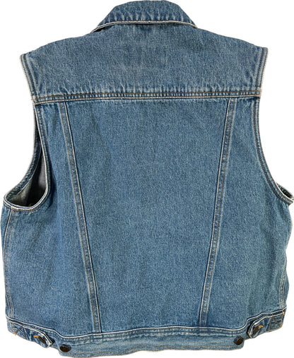 Eddie Bauer Women’s Medium Wash Blue Sleeveless Denim Jean Vest - L