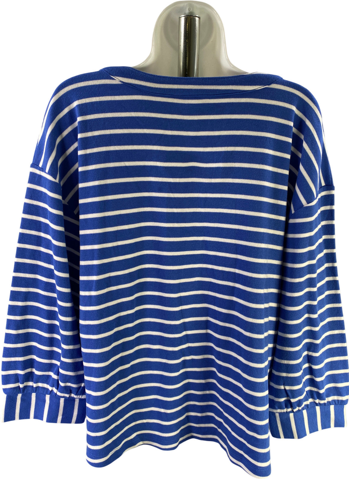 Croft and Barrow Women’s Blue Striped 3/4 Sleeve V-Neck Pullover Shirt - XL