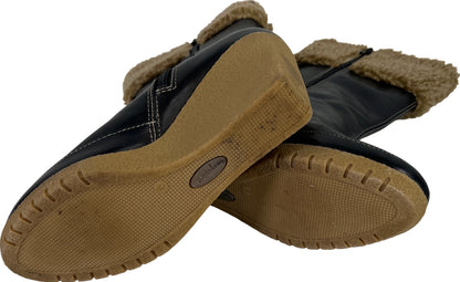 Easy Spirit Women’s Black Leather Faux Fur Side Zip Wedge Mid Calf Boots - 6