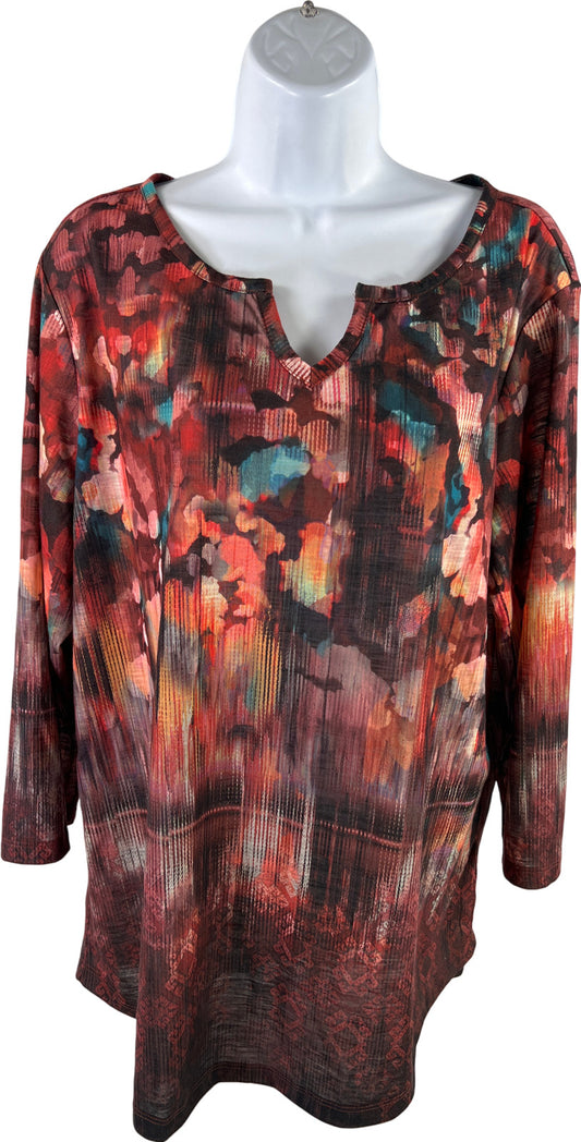 Christopher & Banks Women’s Red 3/4 Sleeve V-Neck Top - XL